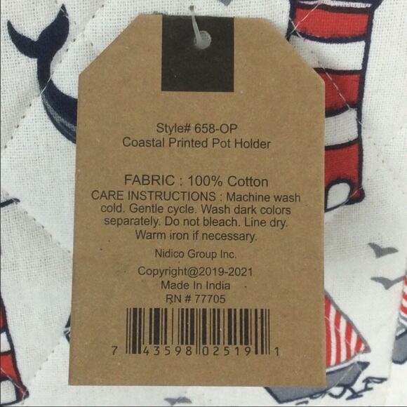 ⚓️Nautical Coastal Life 3 Pc. Kitchen Set~1 Dish Towel~1 Pot Holders~1 Oven Mitt - Picture 8 of 9